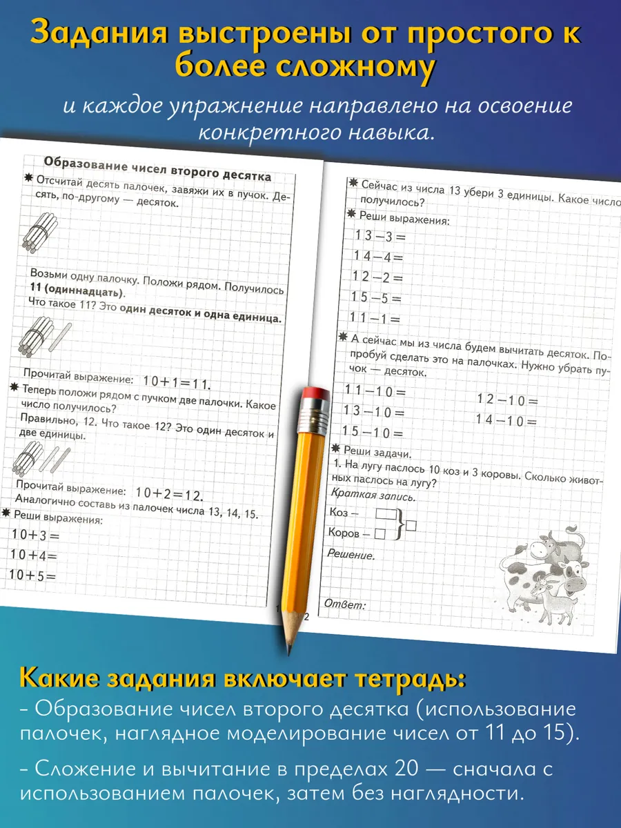 Решаем задачи счет в пределах 20. Математика 1 класс